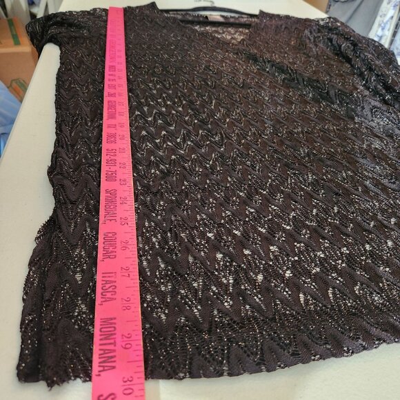 Womens Faded Glory Swim Cover-Up Top 2X Black Sheer Metallic Zigzag Knit V-Neck - Picture 7 of 13